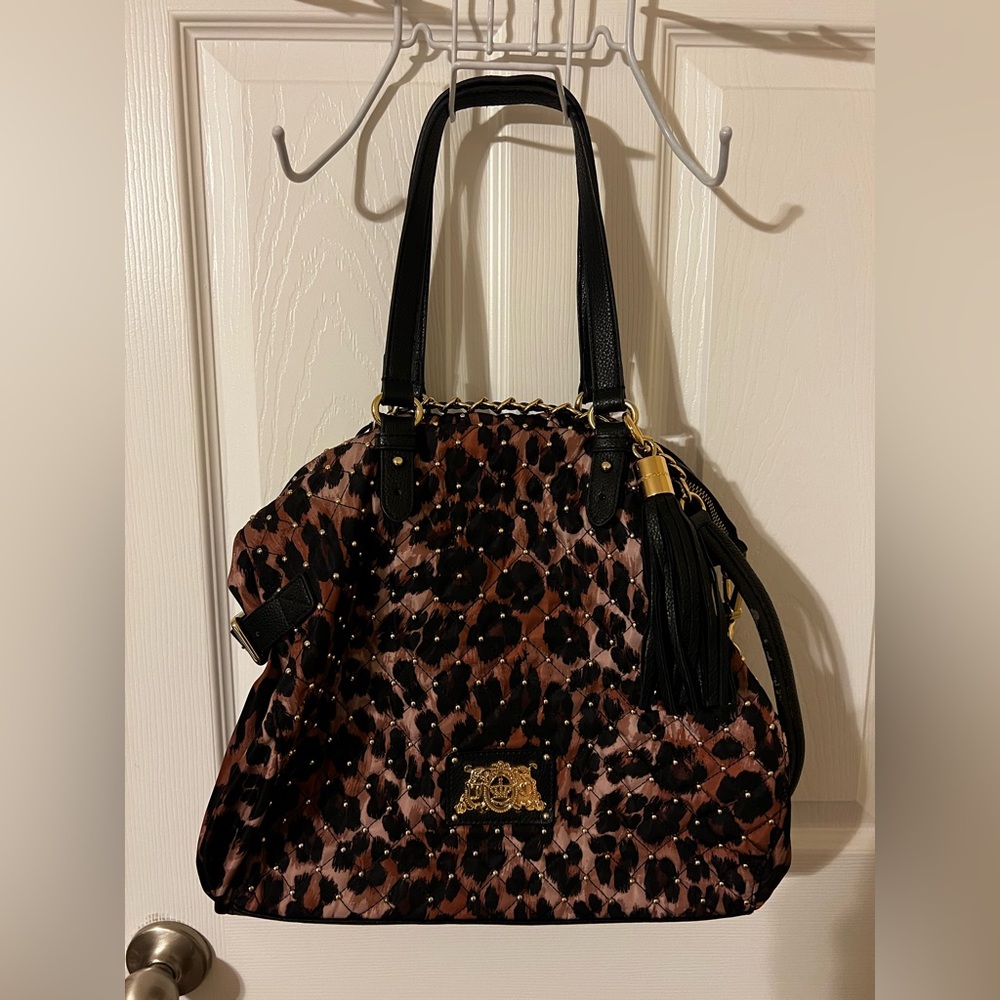 Juicy Couture Leopard Print Shoulder Bag with Black Straps